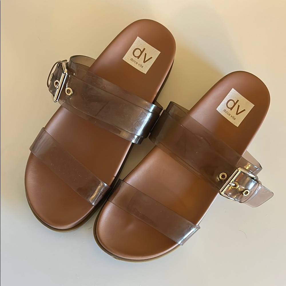 DV by Dolce Vita Women's Clear and Brown Sandals